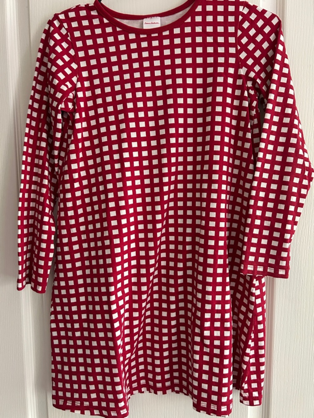 Hanna Andersson Girls Red White Christmas Square 140 10 Long Sleeve Dress